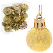 Набор шаров 03см 09шт/наб. "Рельефный узор" цв.золото арт.183-828