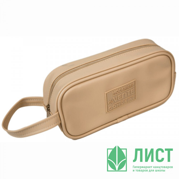 Пенал-косметичка 1 отделение кожзам (deVente) Modern Concept Soft внутренние карманы бежевый 210x105x55мм арт.7025476