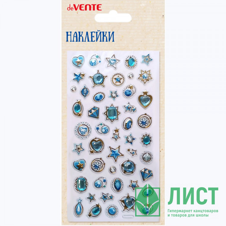 Наклейки со стразами (deVENTE) Blue Diamonds объемные, размер карточки 9×17,5 см арт.8132560