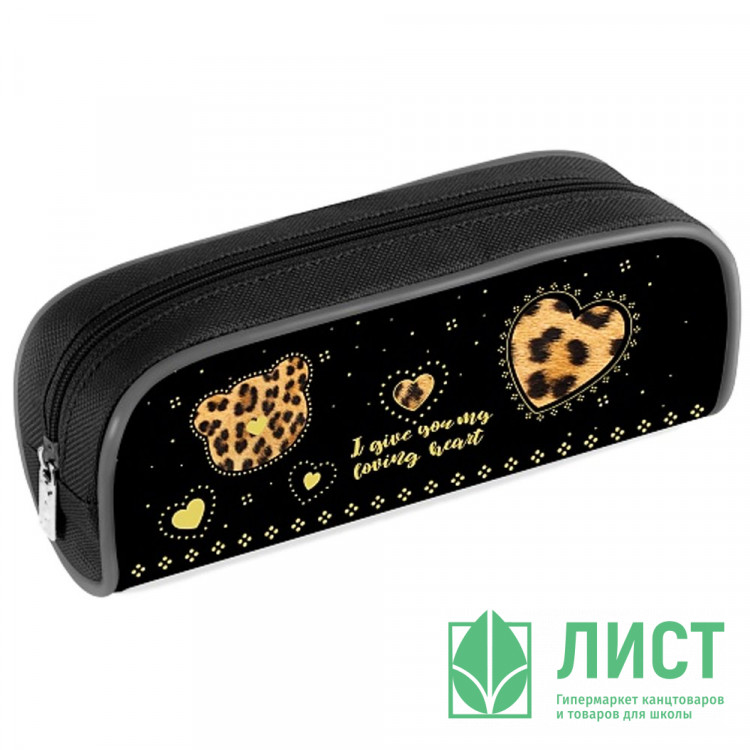 Пенал-косметичка 1 отделение (Hatber) Стильный мишка мягкий 210х80х40мм арт.Npk_65236