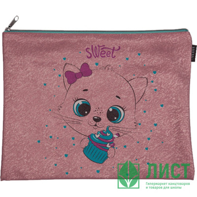 Папка школьная для тетради А4 на молнии кожзам (deVENTE) Sweet Kitty с ручкой арт.8053292 Папка школьная для тетради А4 на молнии кожзам (deVENTE) Sweet Kitty с ручкой арт.8053292