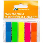 Закладка самоклеющая пластиковая  12*45мм 5цв*20л (WORKMATE ) неон, в блистере арт. (Ст.)