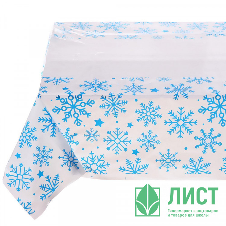 Скатерть ПВХ 108*180см "Падал снег" цв.голубой арт.130-887