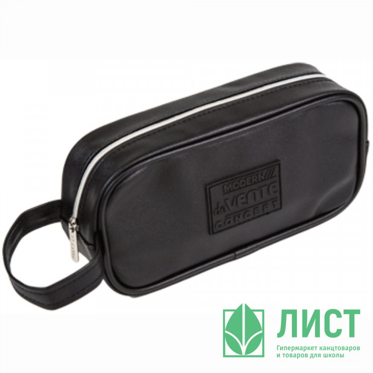 Пенал-косметичка 1 отделение кожзам (deVente) Modern Concept Soft внутренние карманы черный 210x105x55мм арт.7025473