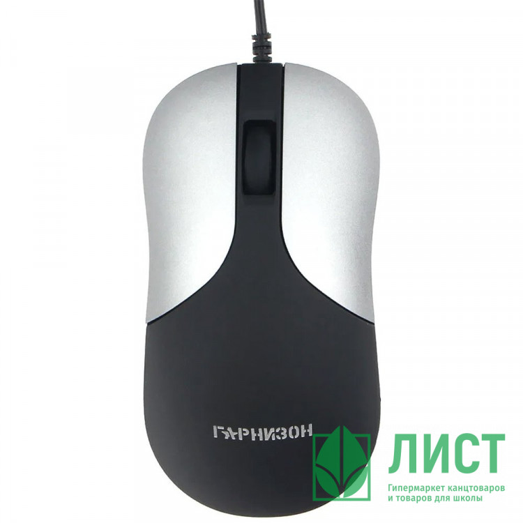 Мышь проводная Гарнизон GM-215, чип- Х,черный/серый