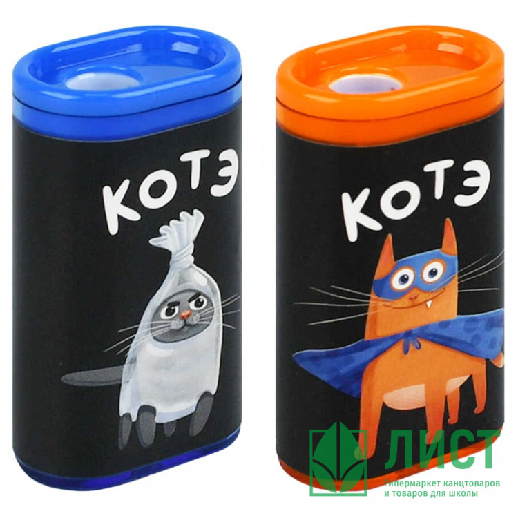 Точилка пластиковая Феникс Суперкот 1 отверстие с контейнером  ассорти арт.73144