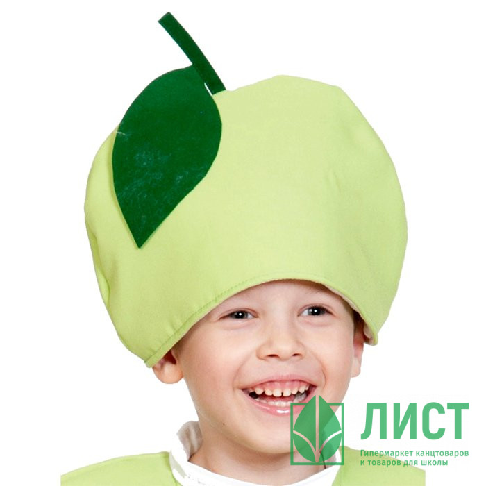 Маска-шапочка карнавальная ткань (САД_ОГОРОД) "Яблоко" цв.зеленый р.52-54 арт.4124