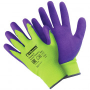 Перчатки "Суперкомфортные", полиэстер, покрытие Sandy Latex, в индивидуальной упаковке, 9(L), салатовый+фиолетовый, Fiberon, PR-SL181