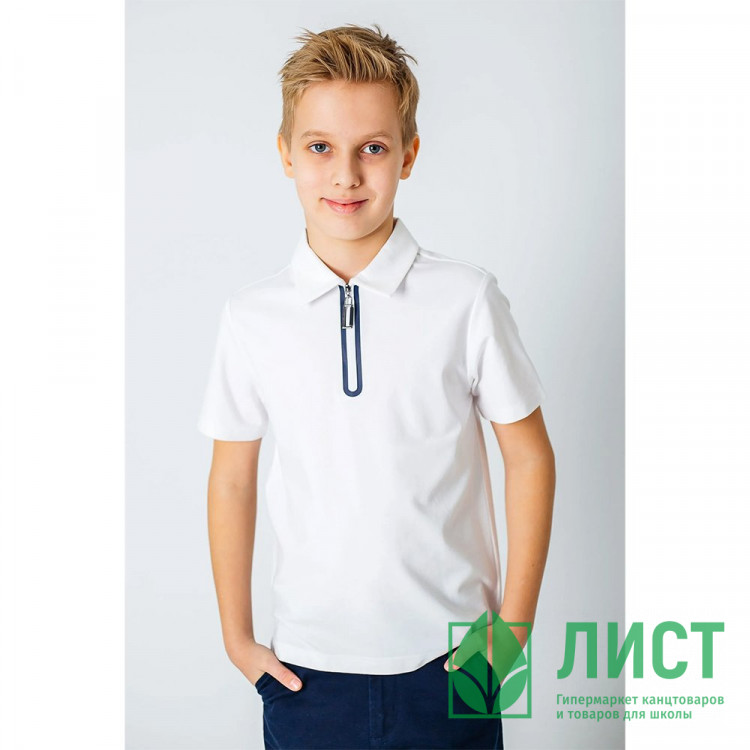 Поло для мальчика (Делорас) короткий рукав цвет белый арт.71558ZS размер 34/134-46/170
