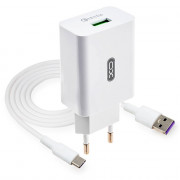 Зарядное устройство сетевое XO-L36, 3А,18Вт,USBx1,быстрая зарядка QC 3.0,блочок,кабель цв.белый