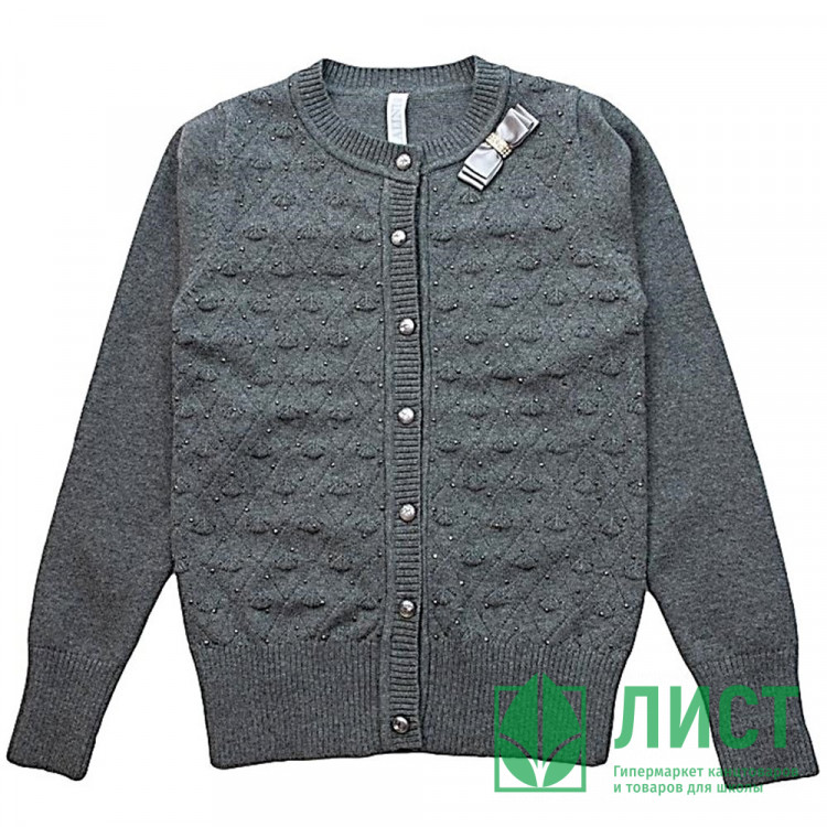 Кардиган для девочки (Malini) артикул 4086 размерный ряд 32/128-40/158 цвет серый
