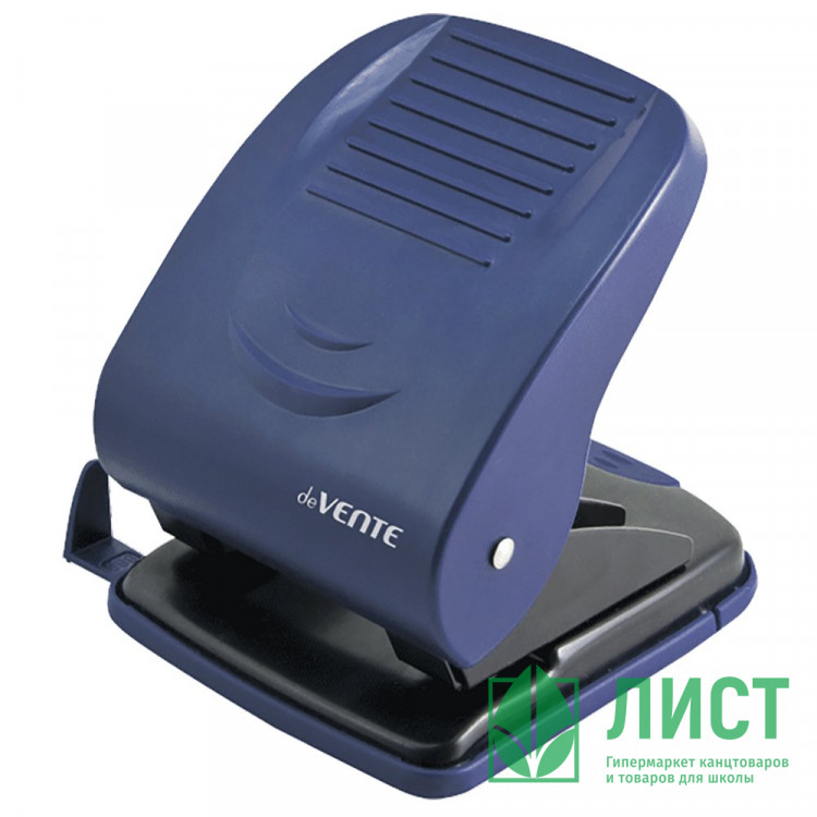 Дырокол (40л) deVENTE Stripe пластиковый с линейкой, цвета синий/зеленый арт.4020346/4020345 (Ст.)