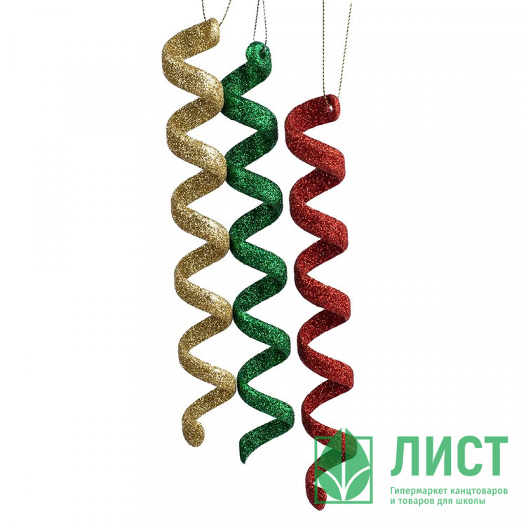 Украшение декор.подвеска пластик "Сосулька витая" 18см цв.асс. арт.91719