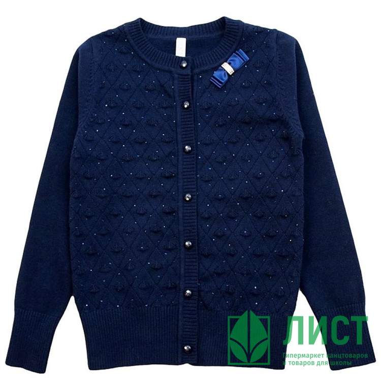 Кардиган для девочки (Malini) артикул 4086 размерный ряд 32/128-40/158 цвет синий