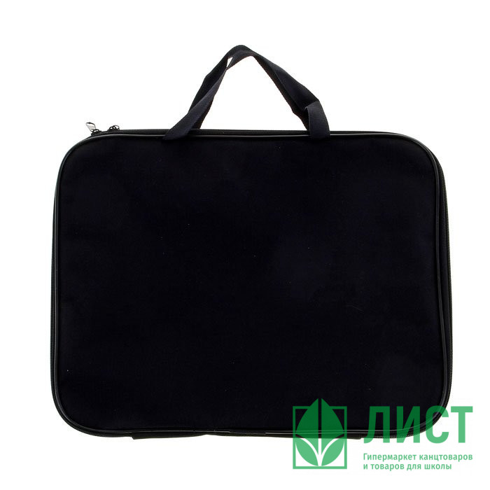Папка А4 текстиль на молнии ручка-тесьма (deVENTE) Черная 35x27x2 см арт 3075600