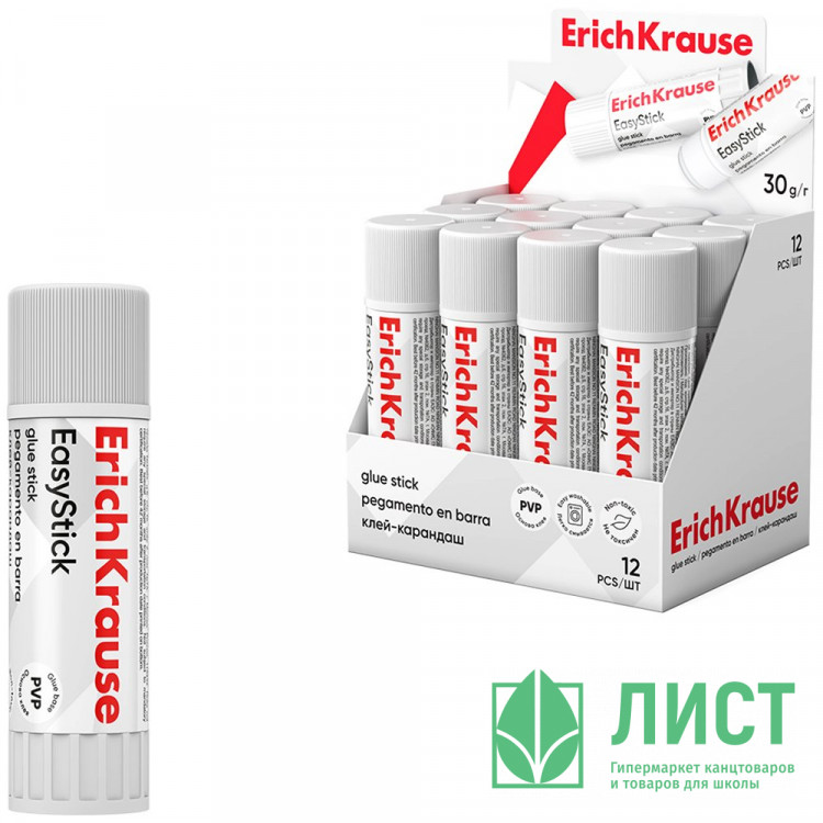 Клей-карандаш 30г ErichKrause Лёгкое склеивание арт.48033 (Ст.24)