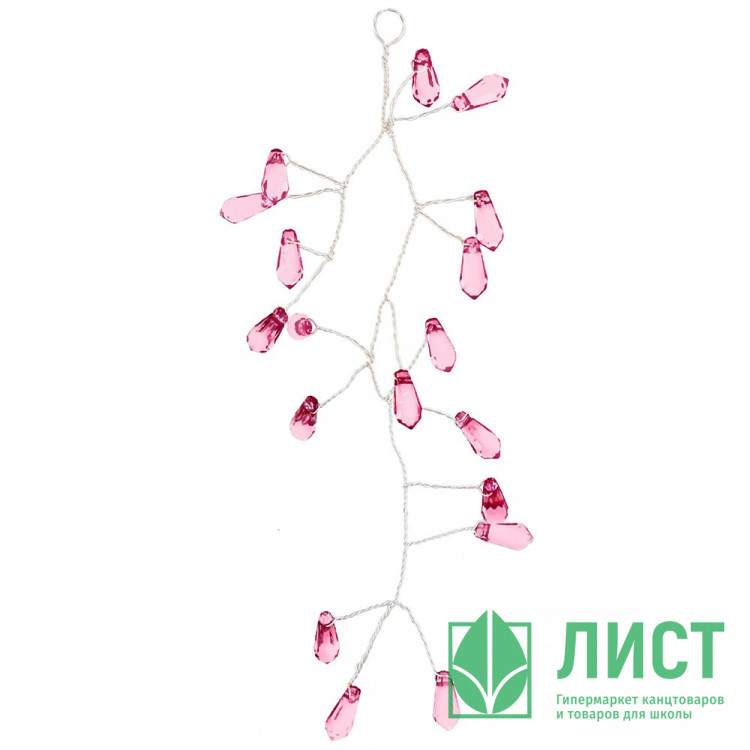 Украшение декор.подвеска "Лиана. Морозная веточка" 14см цв.розовый арт.92181