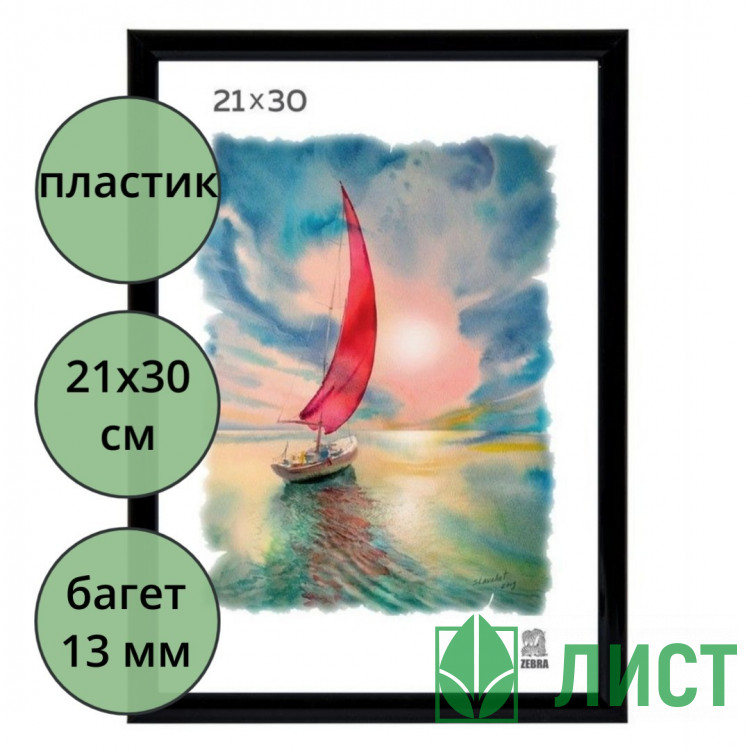 Фоторамка 21*30 (пластик) багет 13мм Черная арт.508 (Ст.25)