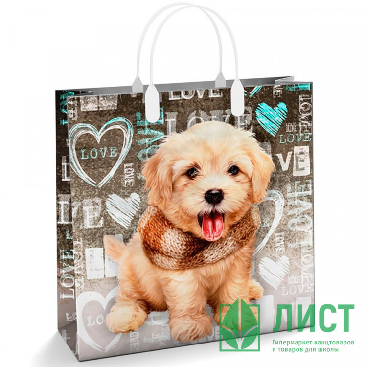 Пакет ПВД с пластиковыми ручками 30*30+10см 150мкм Любимчик