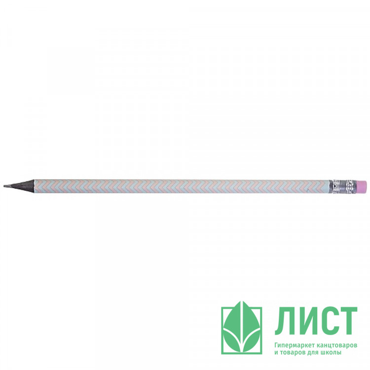 Карандаш чернографитный Hatber с ластиком HB 4all  круглый корпус арт.BL_081133 (Ст.72)