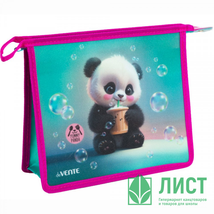 Папка школьная для тетрадей А5 на молнии (deVENTE) Yummy Panda арт.8056563
