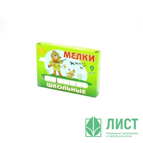 Мел школьный белый 9 штук в упаковке (ПЕГАС) средний мягкий квадрат