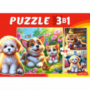 Пазл 3 в 1 Домашние питомцы РК 3 картинки по 49 элементов арт.П-3460
