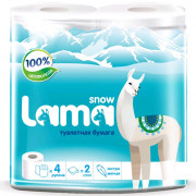 Бумага туалетная 2-слоя втулка 4рулона в упаковке 17,5м Snow Lama