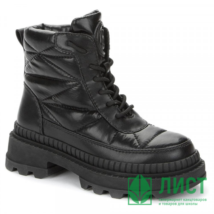 Ботинки для девочек зимние (BETSY) черный верх-искусственная кожа/текстиль подкладка -натуральная  шерсть артикул 938322/02-01