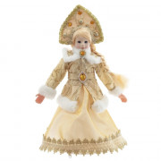 Игрушка декор. "Снегурочка с ёмкостью д/подарков" 36см в золотой шубке арт.822912