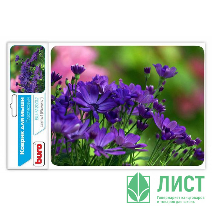 Коврик для мыши BURO BU-M20012  рисунок цветы (ПВХ)