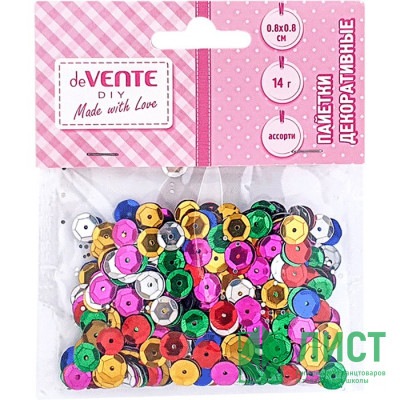 Пайетки 14 гр (deVENTE) Metallic круглые граненые 8х8 мм ассорти арт.8001909 Пайетки 14 гр (deVENTE) Metallic круглые граненые 8х8 мм ассорти арт.8001909