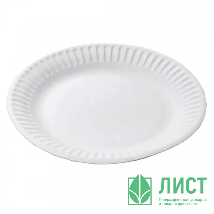 Тарелка бумажная 1-секционная d-230мм, упаковка 50шт. (Ст.50/500)