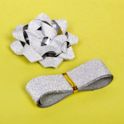 Набор для упаковки "Мерцание" (Бант 6см,лента 2см*3м) серебро арт.144-0075