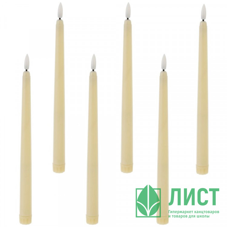 Свечи на ёлку светодиодные 27,5*2см, 06шт/наб. беспроводные арт.823598