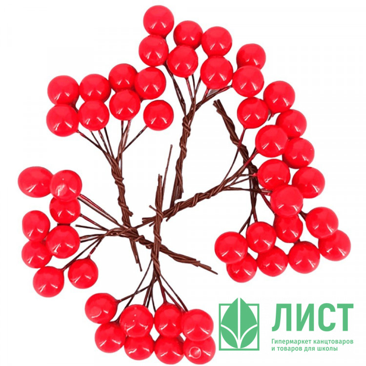 Украшение декоративное "Веточка. Ягоды Рябины" 06шт. пучок арт.DL-DRL07788