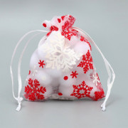 Мешочек д/подарка органза 10*12см "Снежная история" арт.9717607