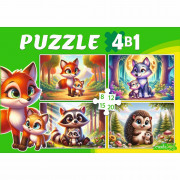 Пазл 4 в 1 8, 12, 15, 20 элементов Лесные зверушки (РК)  арт.П-3413