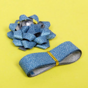 Набор для упаковки "Мерцание" (Бант 6см,лента 2см*3м) синий арт.144-0077