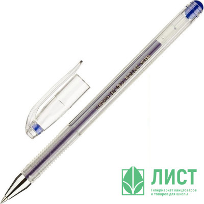Ручка гелевая  прозрачный корпус  Crown 0,5мм синяя Ручка гелевая  прозрачный корпус  Crown 0,5мм синяя