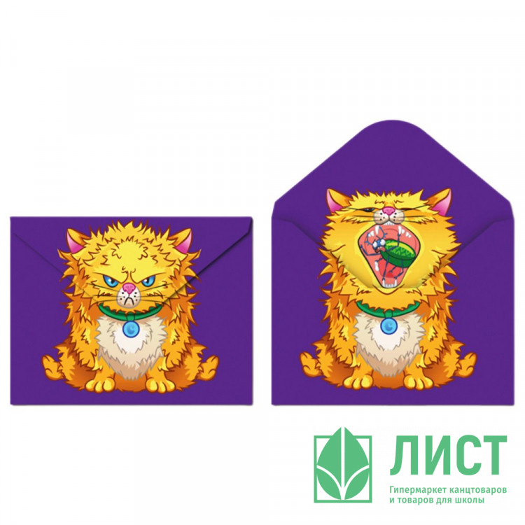 Папка-конверт на кнопке А4 (CENTRUM) 180мкм Сердитый кот арт.75700