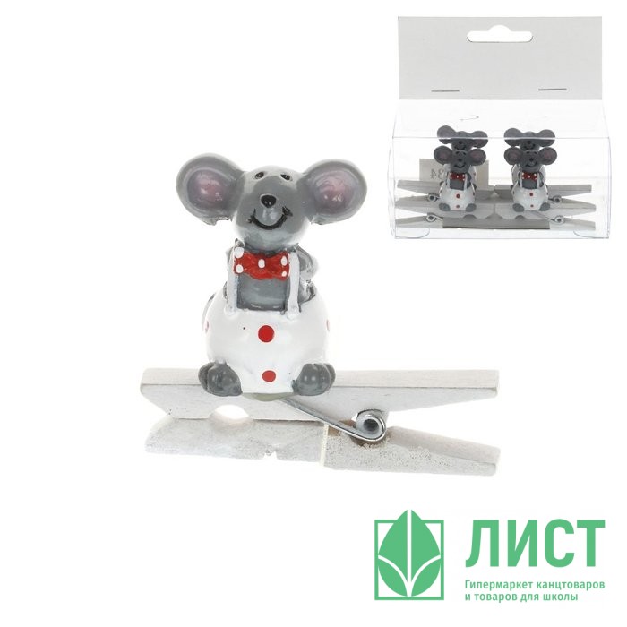 Украшение декор.прищепка "Мыши" 03см 04шт/наб. арт.741534