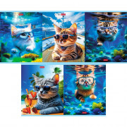 Тетрадь А5 клетка 40 листов скоба (Hatber) Коты на релаксе ассорти арт.40Т5В1