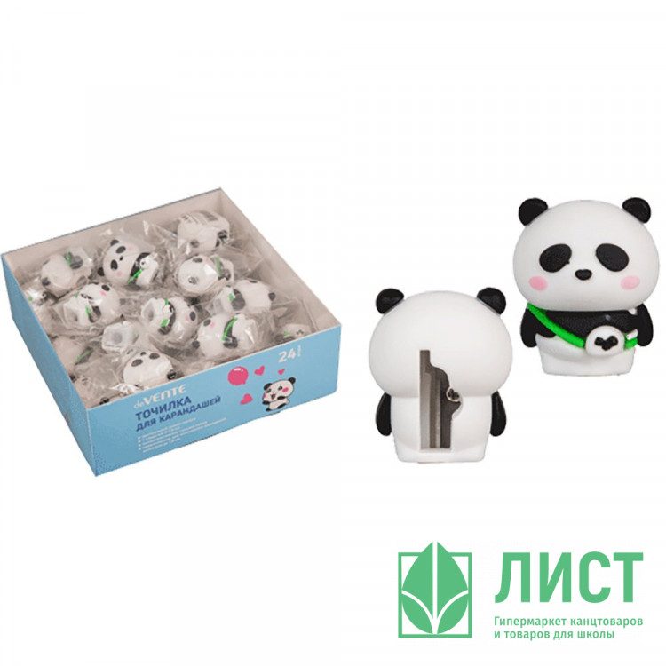 Точилка пластиковая (deVENTE) Panda 1 отверстие покрытие Soft Touch арт.8031313
