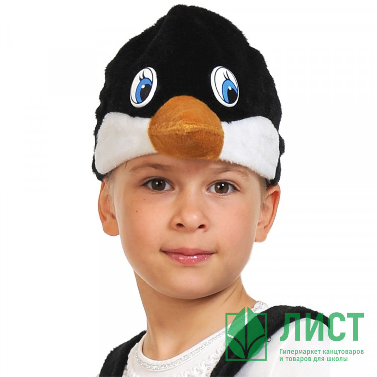 Маска-шапочка карнавальная плюш (ЖИВОТНОЕ) "Сорока" цв.черный/белый/бежевый. р.52-54 арт.4058