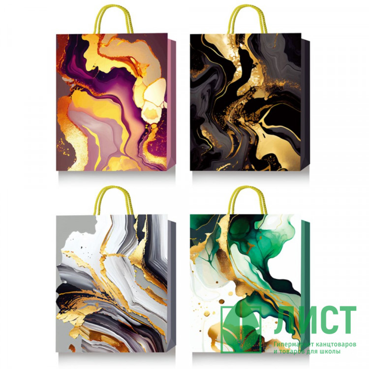 Пакет бумажный с ручкой "deVENTE.Marble" вертикальный 26*32*10см арт.9041425