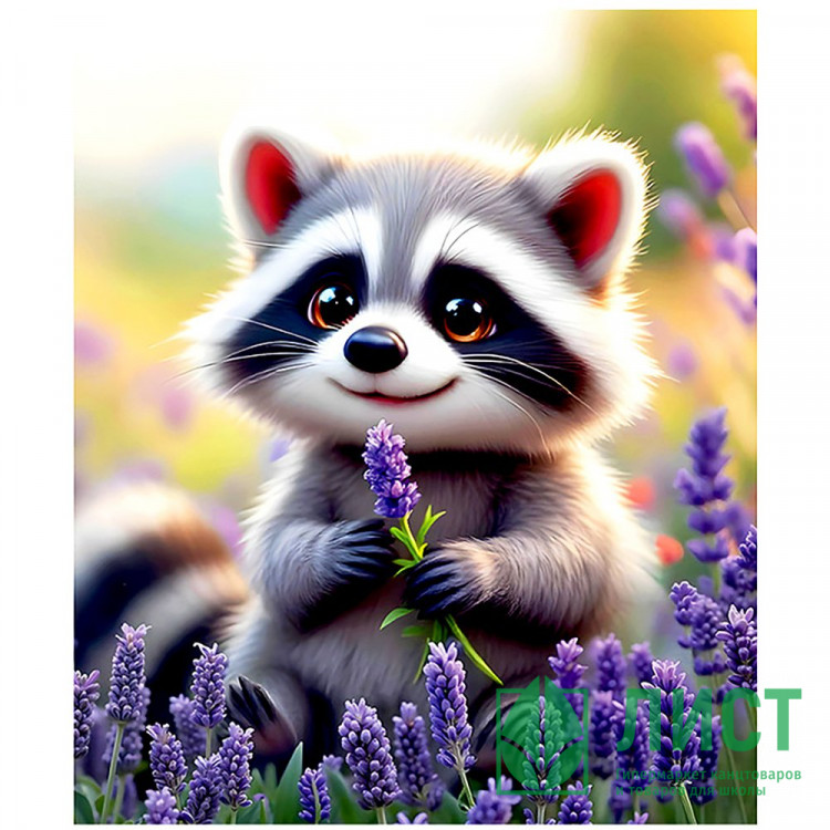 Алмазная мозаика 21х25см (Mazari) Енот частичное заполнение с мольбертом арт.M-12363