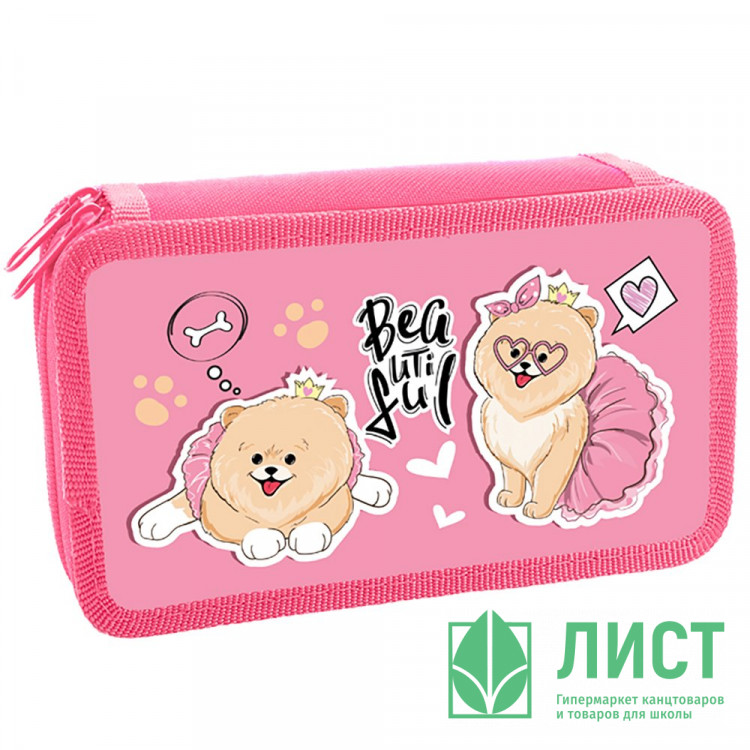 Пенал 2 отделения (ОНИКС) ПКТ 11-20 Модные собачки 190х110мм полиэстер