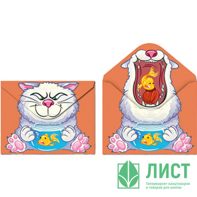 Папка-конверт на кнопке А4 (CENTRUM) 180мкм Кот с рыбкой арт.75701 Папка-конверт на кнопке А4 (CENTRUM) 180мкм Кот с рыбкой арт.75701