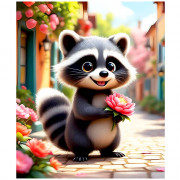 Алмазная мозаика 21х25см (Mazari) Енот частичное заполнение с мольбертом арт.M-12367